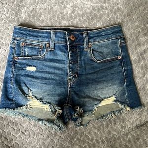 American Eagle denim cutoff shorts with copper buttons, super stretchy size 2